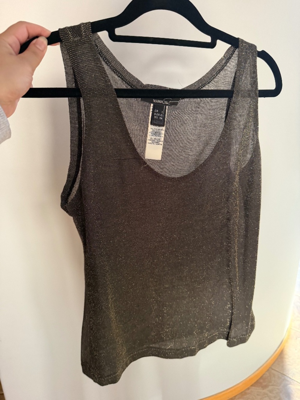 Mango Suit Black and gold sheer tank top $25